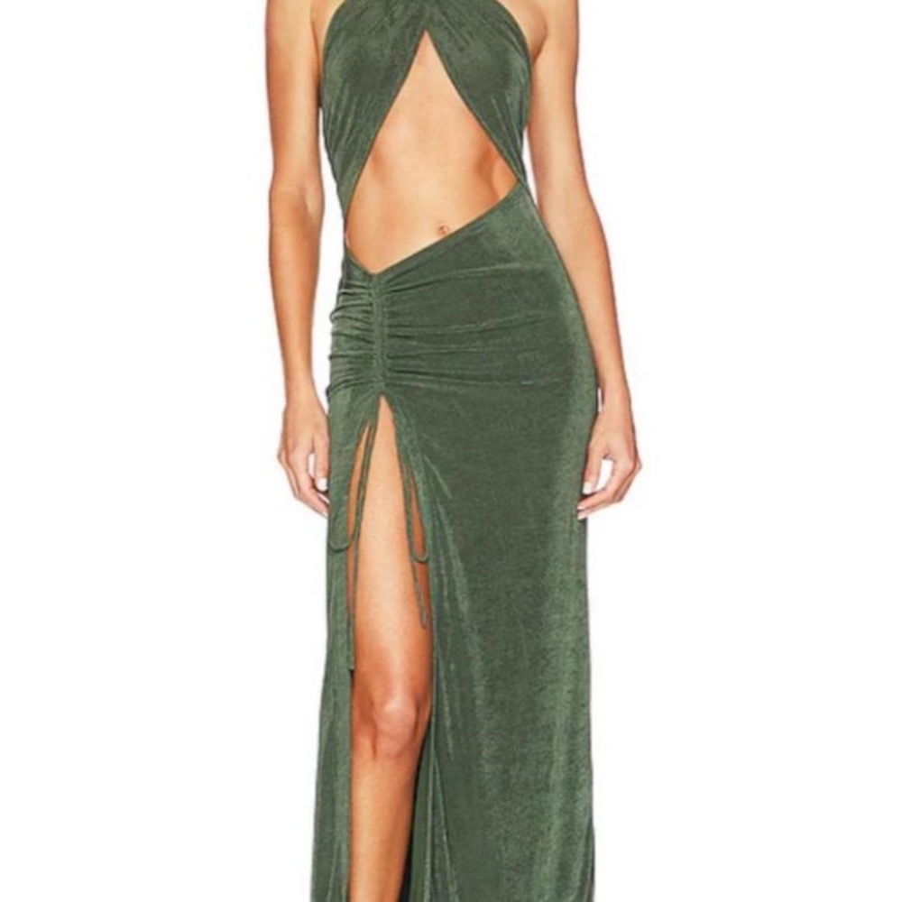 Superdown Backless Green Cut-Out Dress